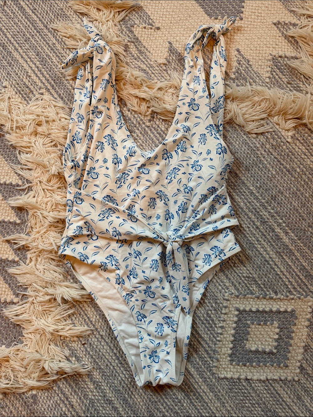 Shore brand Blue Floral Tie-Shoulder One-Piece Swimsuit